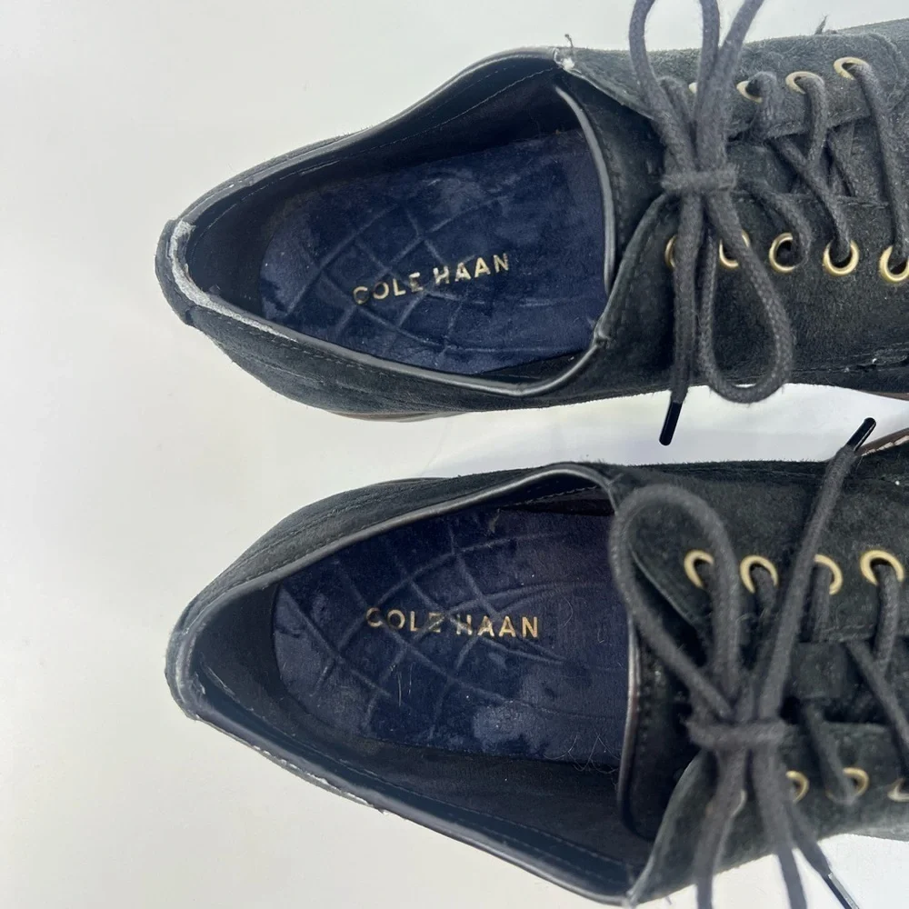 Cole Haan Men's Nathan Plain Toe Derby Black Nubuck Leather Comfort 10 M